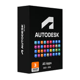 Autodesk software package box with colorful app icons on a white background